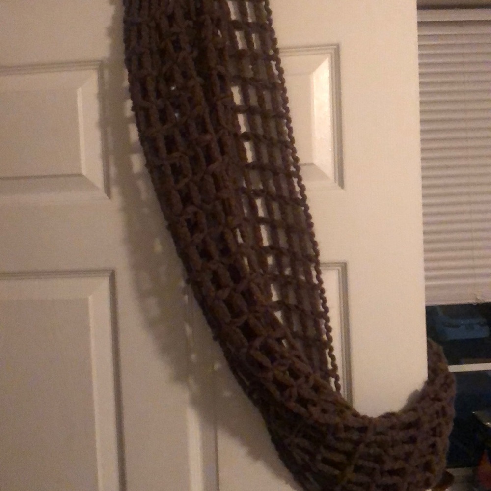 Brown fishnet infinity scarf
